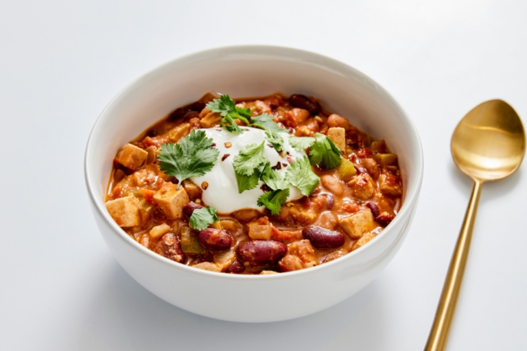 a bowl of colorful veggie chilli